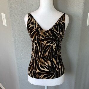 Chic Zebra Print V-Neck Women's Blouse
